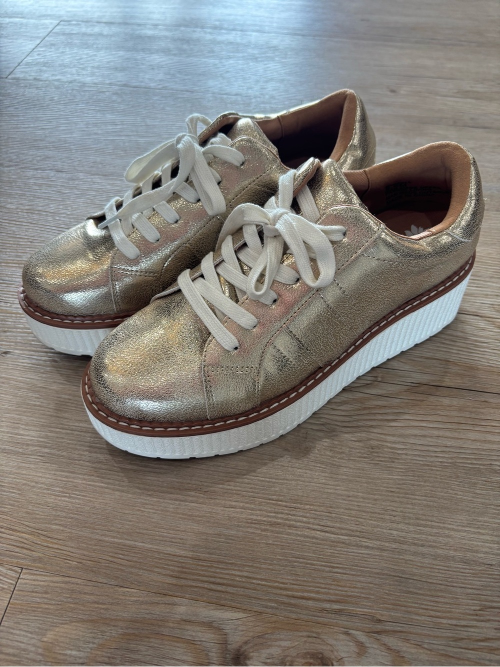 Yellow Box Metallic Gold Platform Lace-Up Sneakers